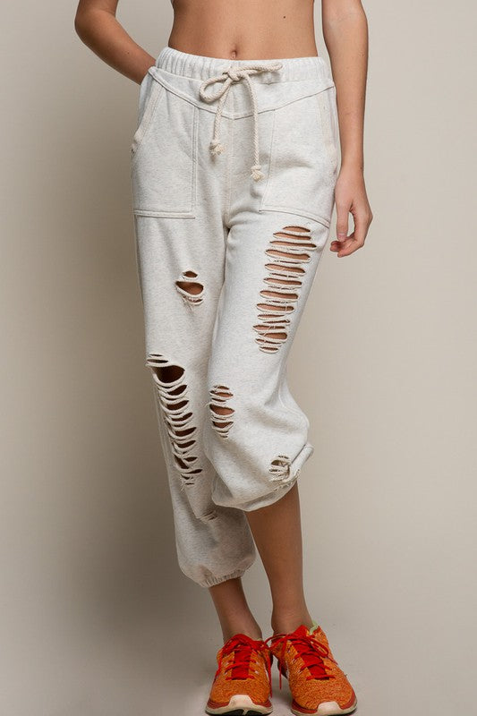 Distressed Ripped Jogger Pants